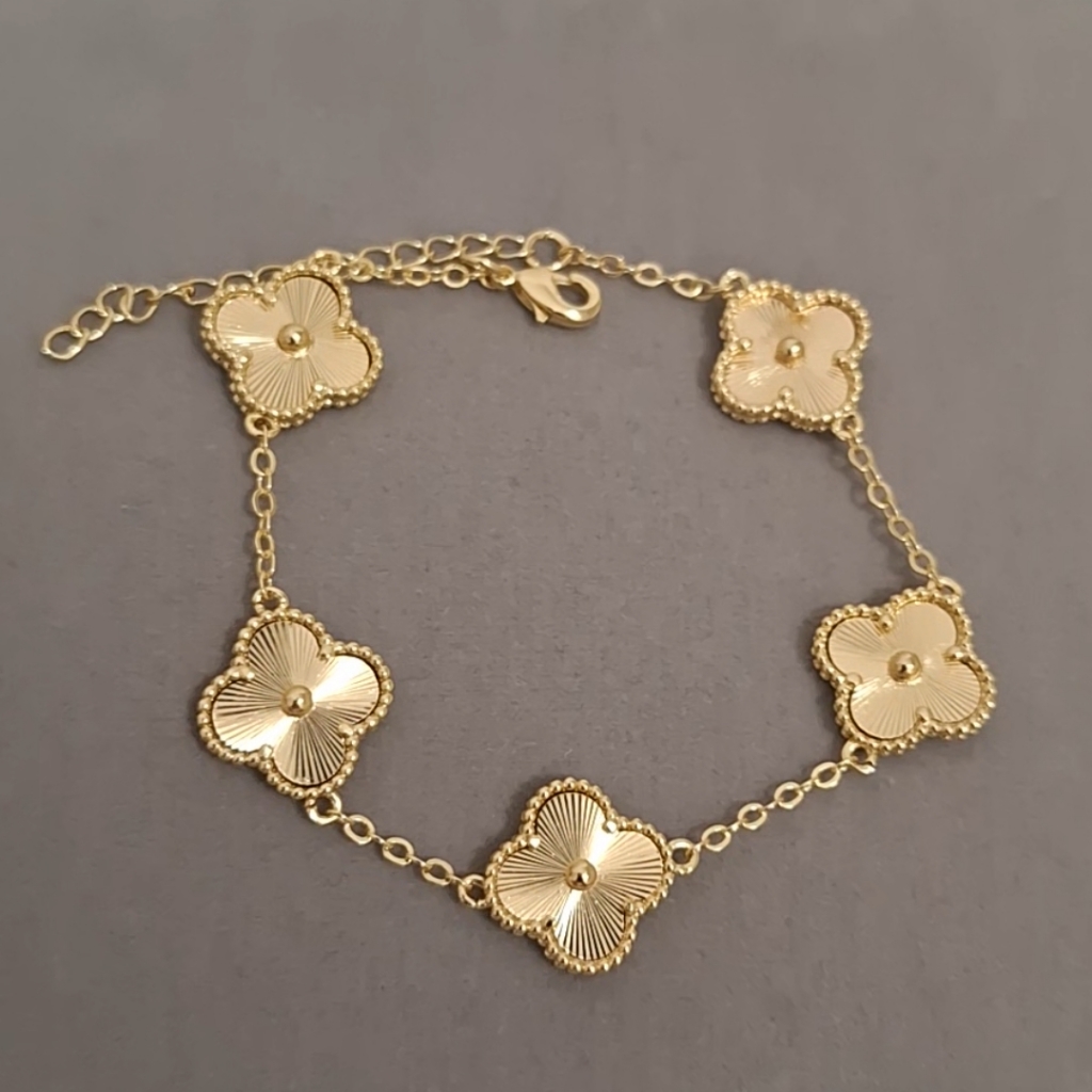Double Sided 14kt Gold-Filled 5 Clovers Bracelet